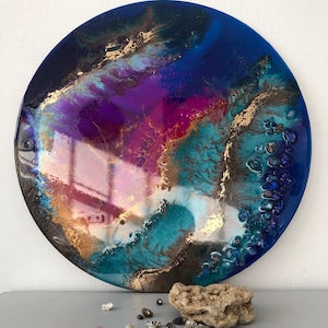 Round epoxy resin art work, geode original hinged painting, Ukrainian shops, Ukrainian sellers