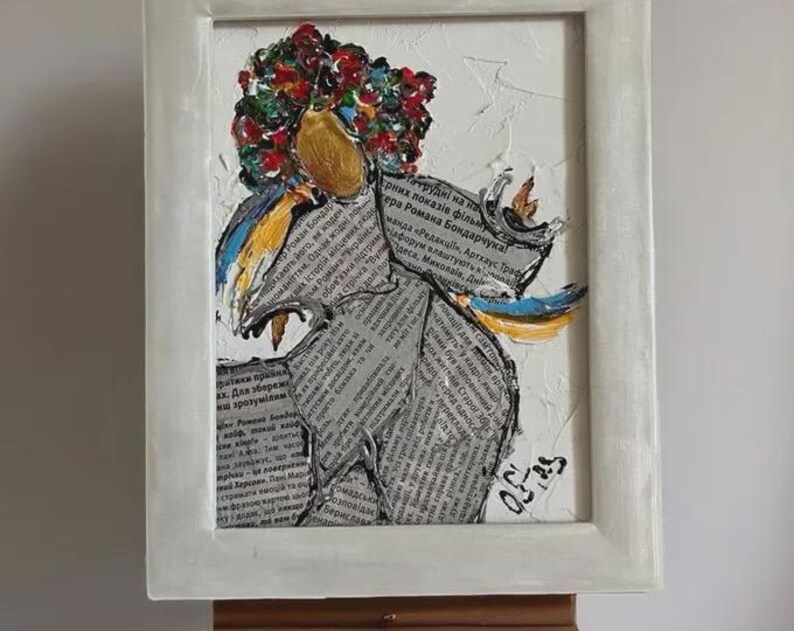 Textured Angel Painting: Abstract Impasto, Ukrainian Ethereal Art image 19