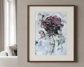 Black Rose. Original Watercolor Illustration –  One-of-a-Kind Wall Art.