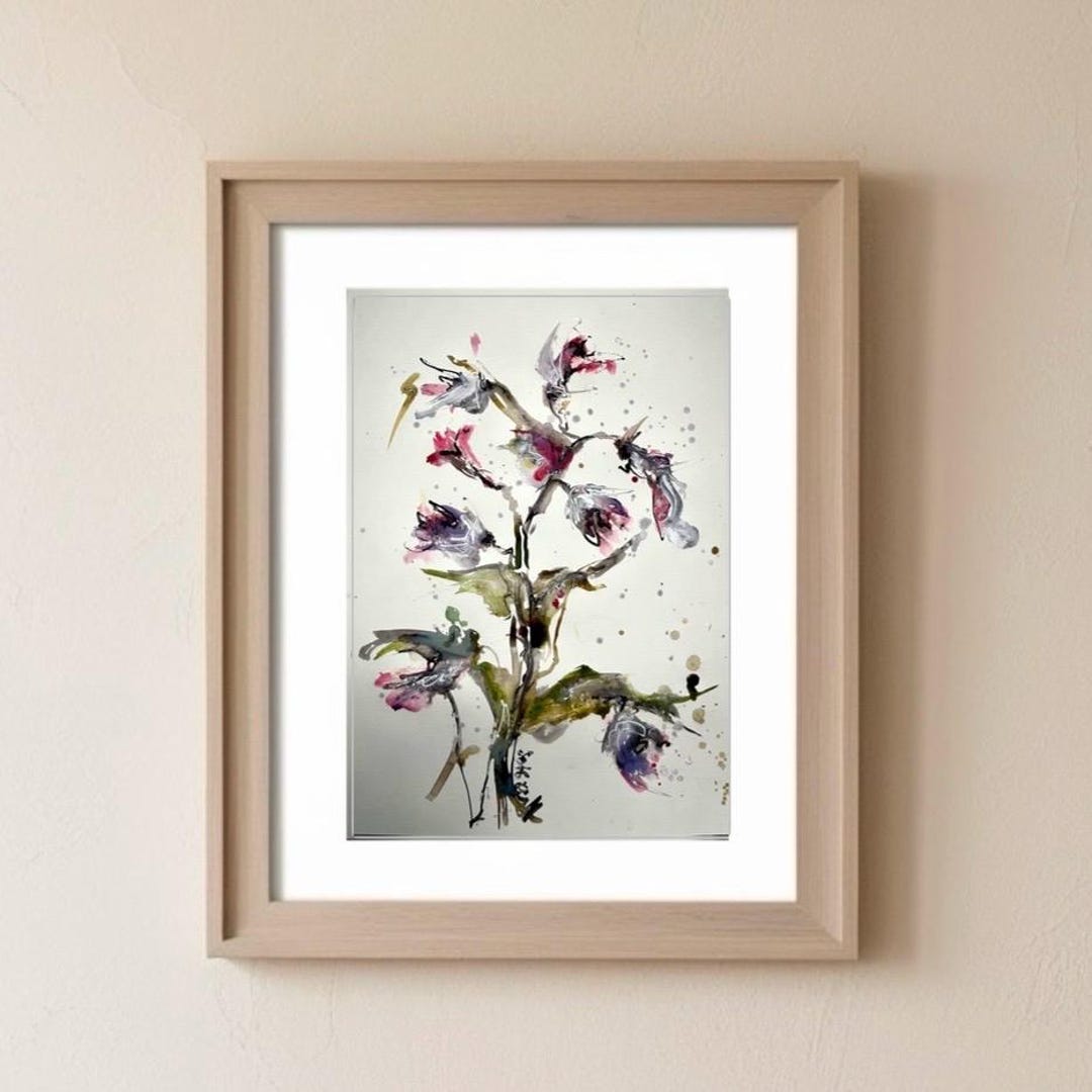 Original Botanical Watercolor Painting – Abstract Floral, 16.5x11.8 - Etsy
