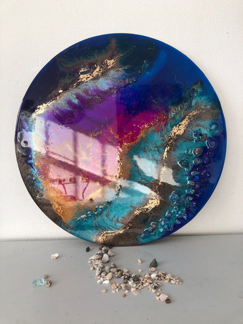 Round Epoxy Resin Art Work Geode Original Hinged Painting - Etsy
