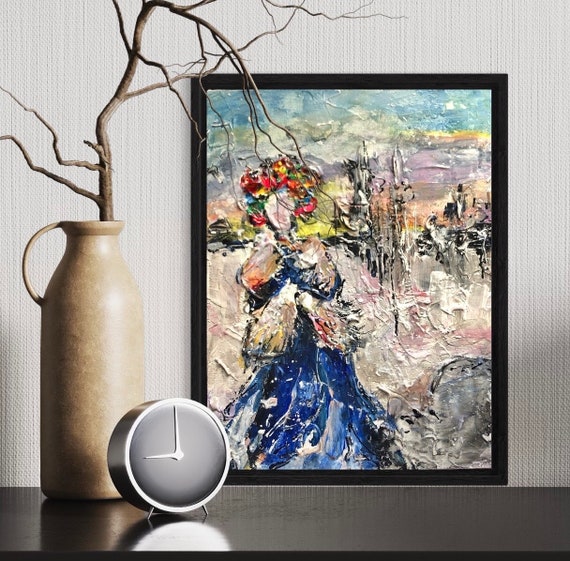 Ukrainian Girl Impasto Painting, Ethnic Art, Gift for Mom