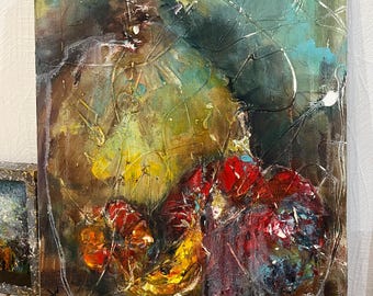 Original Pumpkin Oil Painting –Abstract  Fall Wall Art