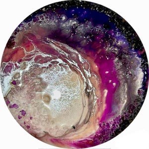 Fiery Orange Lava Resin Wall Art: Round Abstract Epoxy with Crystals image 17