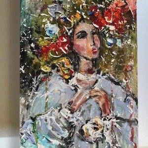 Textured Angel Painting: Abstract Impasto, Ukrainian Ethereal Art image 16