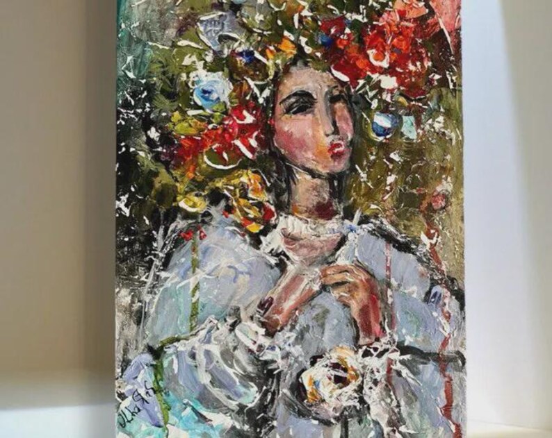 Textured Angel Painting: Abstract Impasto, Ukrainian Ethereal Art image 16