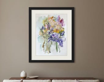 Vibrant Original Floral Painting, Unusual Wall Art Gift