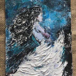 Textured Angel Painting: Abstract Impasto, Ukrainian Ethereal Art image 11