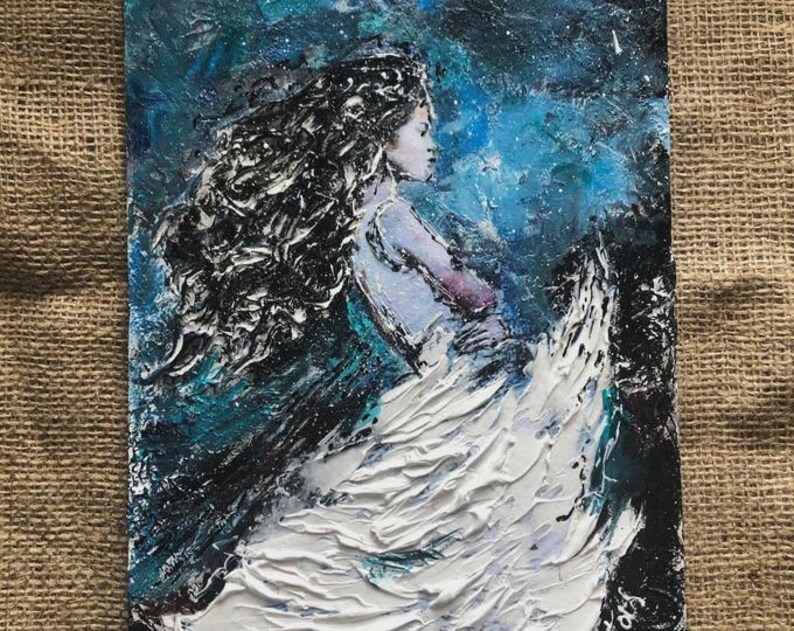Textured Angel Painting: Abstract Impasto, Ukrainian Ethereal Art image 11