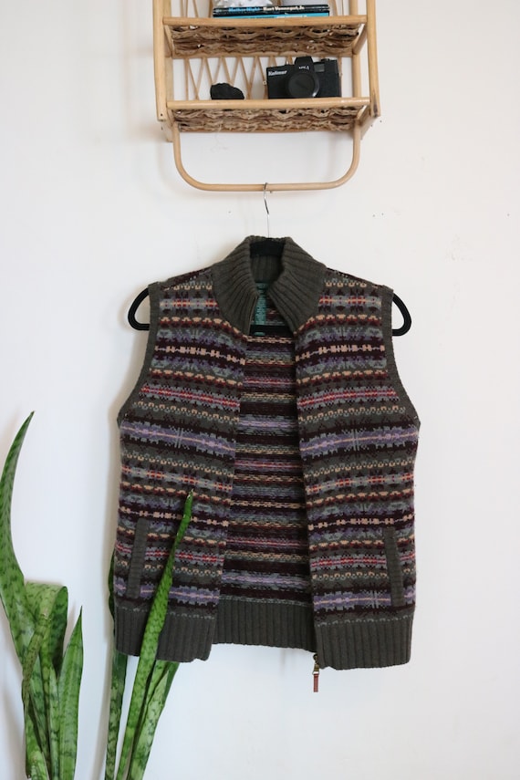 90s Vintage Colorful Winter Warm Grandma Vest