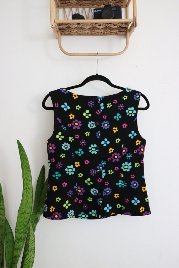 Vintage 1980s Hippie Flower Retro Patterned Women… - image 4