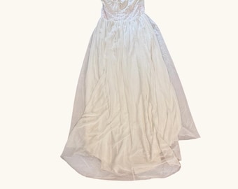 Strapless White Pink Beaded High Low Formal Dress Prom Wedding Gown