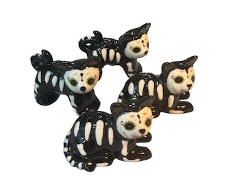 死者の日猫ソルト＆ペッパーシェーカー（4個セット）骸骨ブラックハロウィンデコレーション