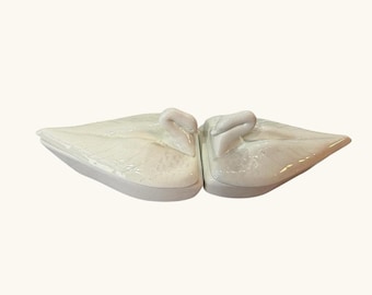 ヴィンテージセラミック製白鳥の小物入れセット、化粧台、指輪入れ、コテージ風インテリア