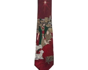 Inspirations Nativity Scene Christmas Tie Religious Holiday Mary Joseph Jesus St