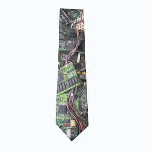 Vintage 1994 Ralph Marlin Computer Circuit Board Tie Tech Geek Novelty Necktie