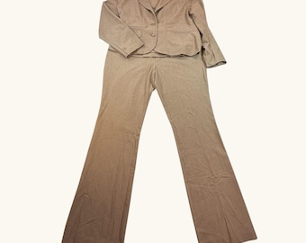 New York & Company 7th Avenue Pant Suit Set Size 14 Beige Career Blazer Slacks