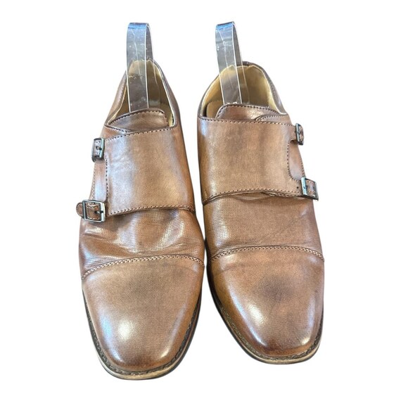 Miralto Men\'s Double Monk Strap Dress Shoes, Tan Leather, Size 10 Miralto Double Monk Strap Dress Shoes - Mens Leather Cognac  main image 3
