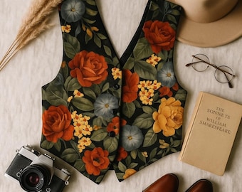 Vintage 80s Cotton Knit Sweater Vest Longline Floral Stitch