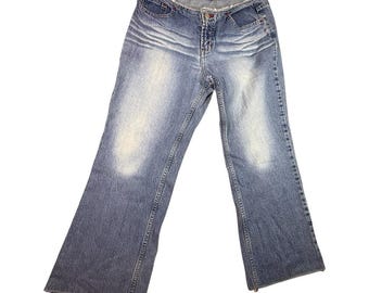 Pantalones vaqueros acampanados Paris Blues Y2K, talla 9, tiro bajo, corte bota, lavado claro, estilo vintage de los años 2000.