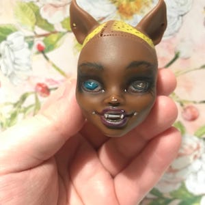 OOAK doll head repaint, custom monster high doll, claudia wolf repaint, HEAD ONLY, art doll