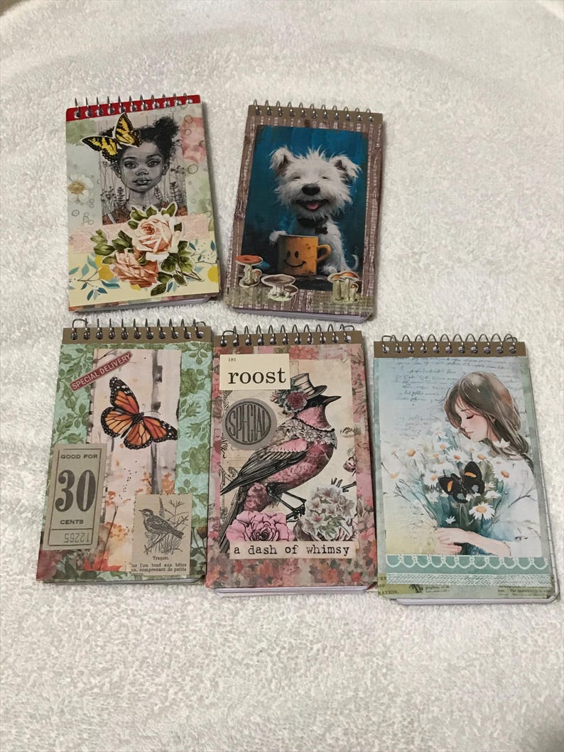 Mini Journal Set Set of 5 Altered Blank Mini Journals, Mini Journal Set, Planner ...