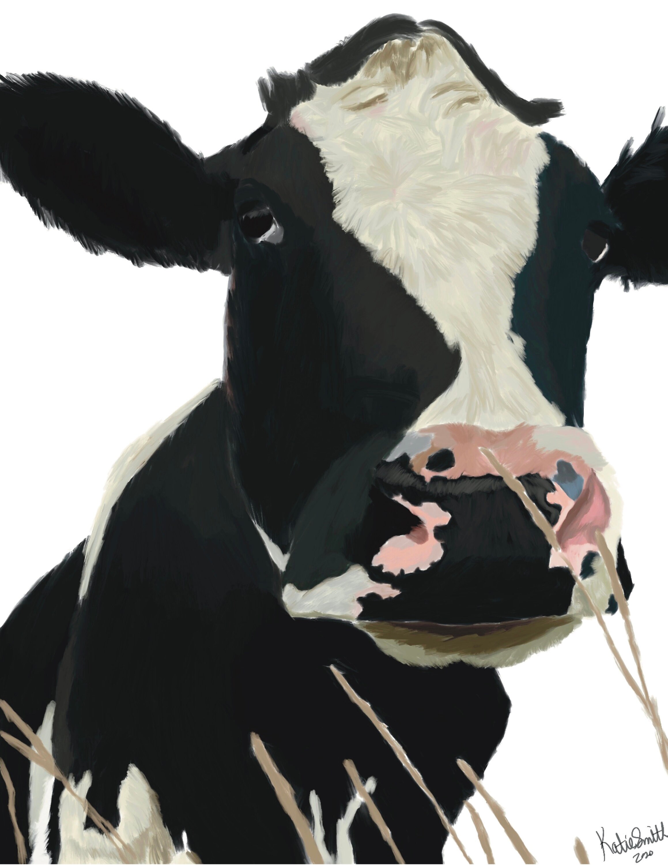 Cow Digital Art Print Wall Decor Wall Hanging Cow Painting Etsy