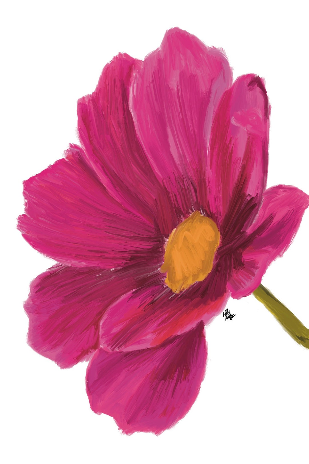 Pink Flower Art Print, Digital Painting, Digital Art, Flower