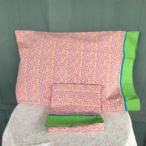 Colorful cotton pillowcase set, standard size pillowcase, french seam sewn, handmade, bedroom decor, handmade pillowcase set, 100% cotton