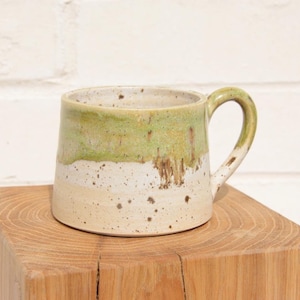 handmade stoneware speckled green mug