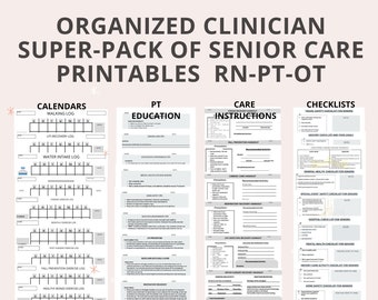 Senior Care Nurse  geriatric handouts 39 pages  physical & occupational therapist trackers, Geriatric Home Care Instant download