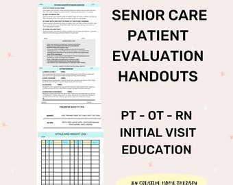 Senior Assessment home care forms for Nursing report Therapy forms Clinical Assessment trackers exercise for senior wellness.