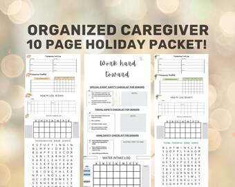 Geriatric Care Handouts for Holidays Senior Living Caregiver Patient Education Handouts Logs Trackers Instant Download