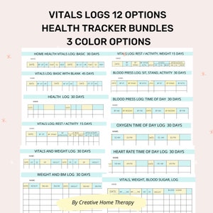 Vitals Trackers bundle for heart health care for senior, caregiver, nurse, or therapist. Home health handouts image 4