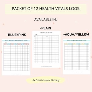 Vitals Trackers bundle for heart health care for senior, caregiver, nurse, or therapist. Home health handouts image 2