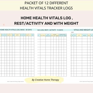 Vitals Trackers bundle for heart health care for senior, caregiver, nurse, or therapist. Home health handouts image 7