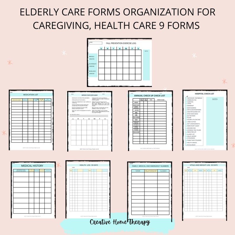 Health Organization Printables bundle for senior care, home care evaluation forms, nurse handouts, therapist instructions. image 9