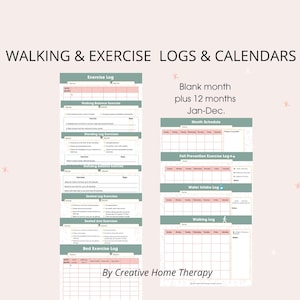 Senior Care Calendar Packet Exercise log  Activity Tracker for Caregiver Nurse Therapist