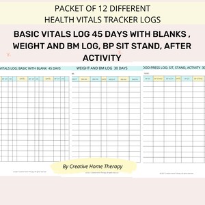 Vitals Trackers bundle for heart health care for senior, caregiver, nurse, or therapist. Home health handouts image 5