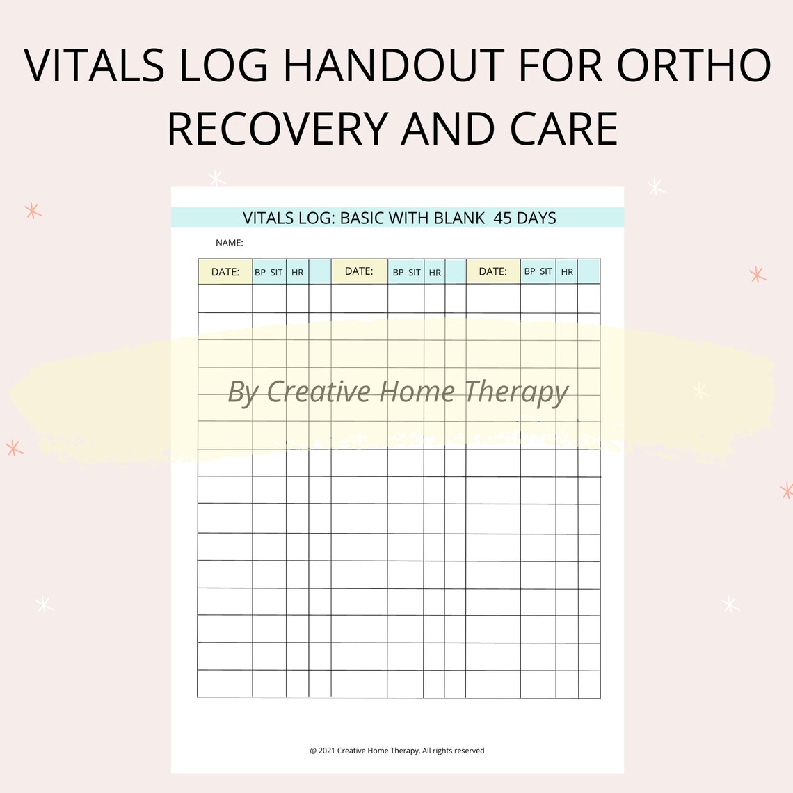 Orthopedic Surgery Recovery Health Packet for Home Care Nurse Therapist ...