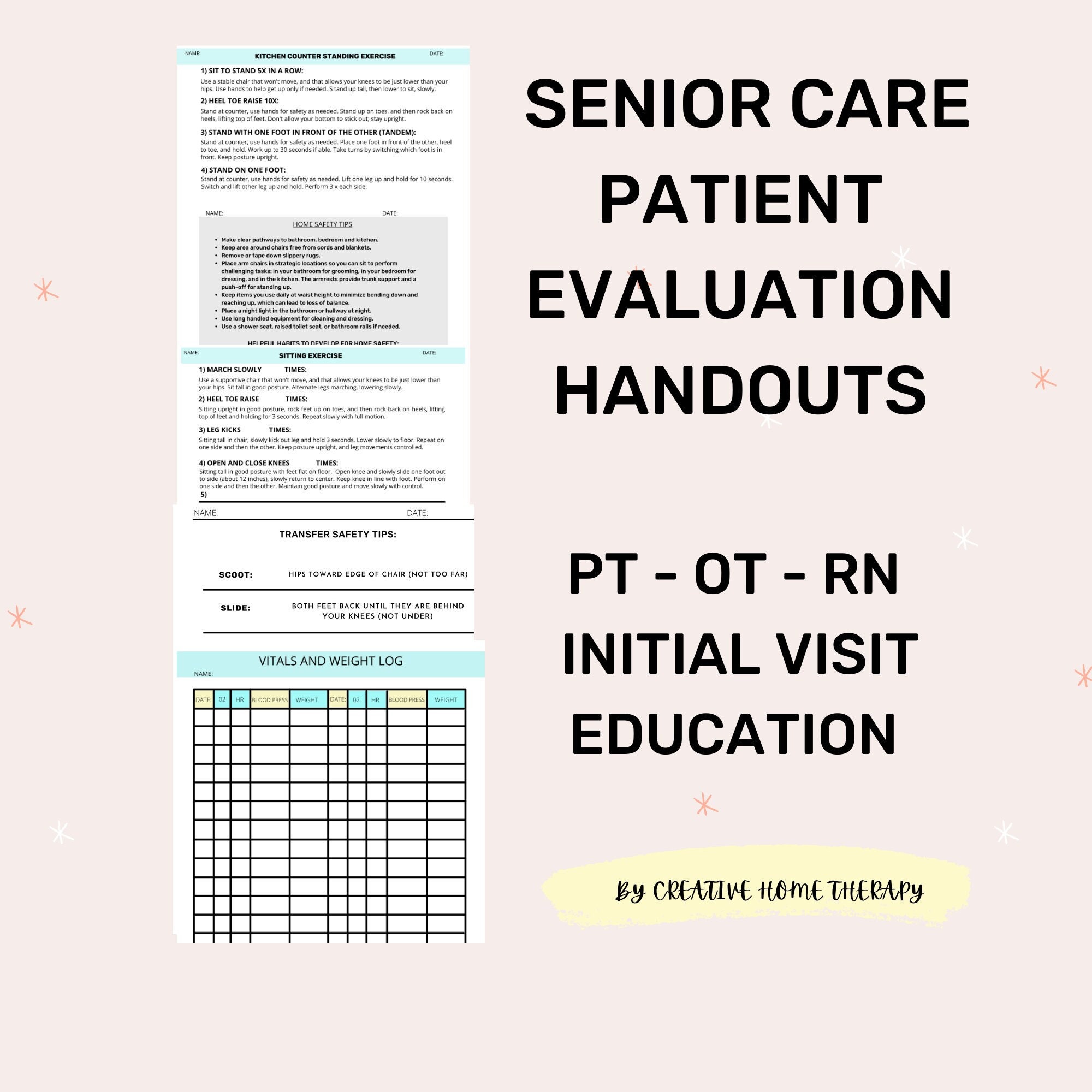 Senior Assessment Home Care Forms for Nursing Report Therapy Forms