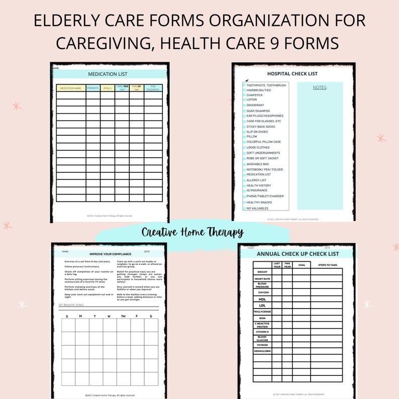 Health Organization Printables bundle for senior care, home care evaluation forms, nurse handouts, therapist instructions. image 7