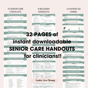 Patient handouts instant download Senior Care Nurse  physical & occupational therapist, Geriatric Home Care forms,  Assisted Living.