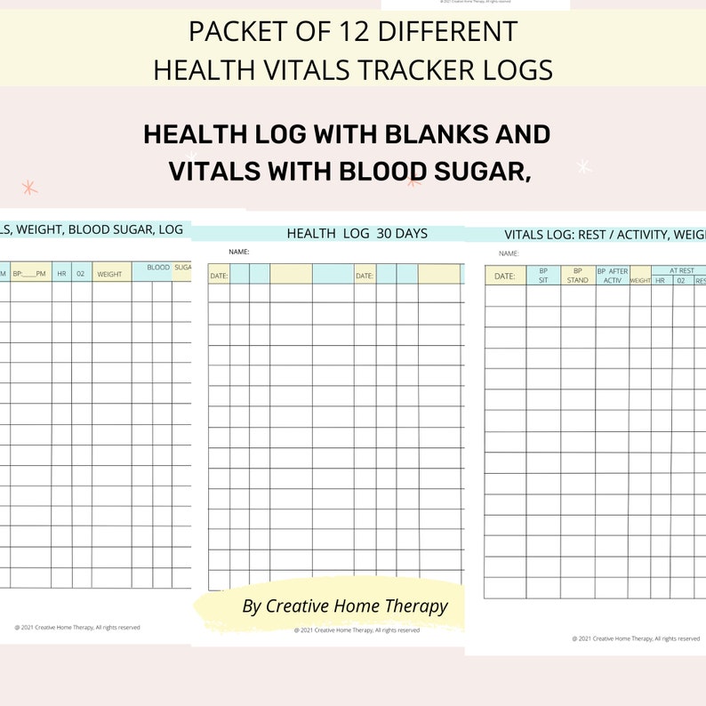 Vitals Trackers bundle for heart health care for senior, caregiver, nurse, or therapist. Home health handouts image 8