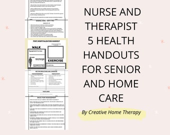 Nursing Therapist Health Education Handouts 5  forms for home health and senior caregiving