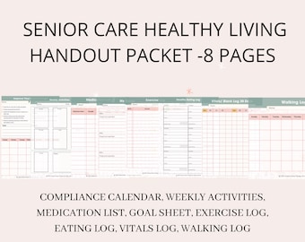 Senior Living zorgpakket zorgverleners verpleegkundigen.  formulieren voor oefeningen en direct downloaden.