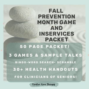3 Senior Care Games, Activity, Inservice Fall Prevention Month  (Digital Download)