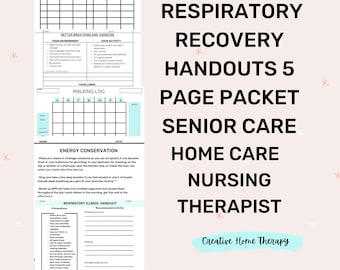 Respiratory Health Packet, Nursing and Therapist Home Health Respiratory Handouts, Energy Conservation Covid 19 Recovery Education Tips