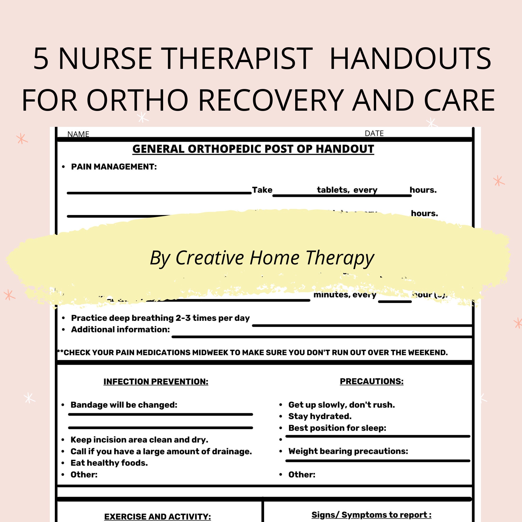 Orthopedic Surgery Recovery Health Packet for Home Care Nurse - Etsy