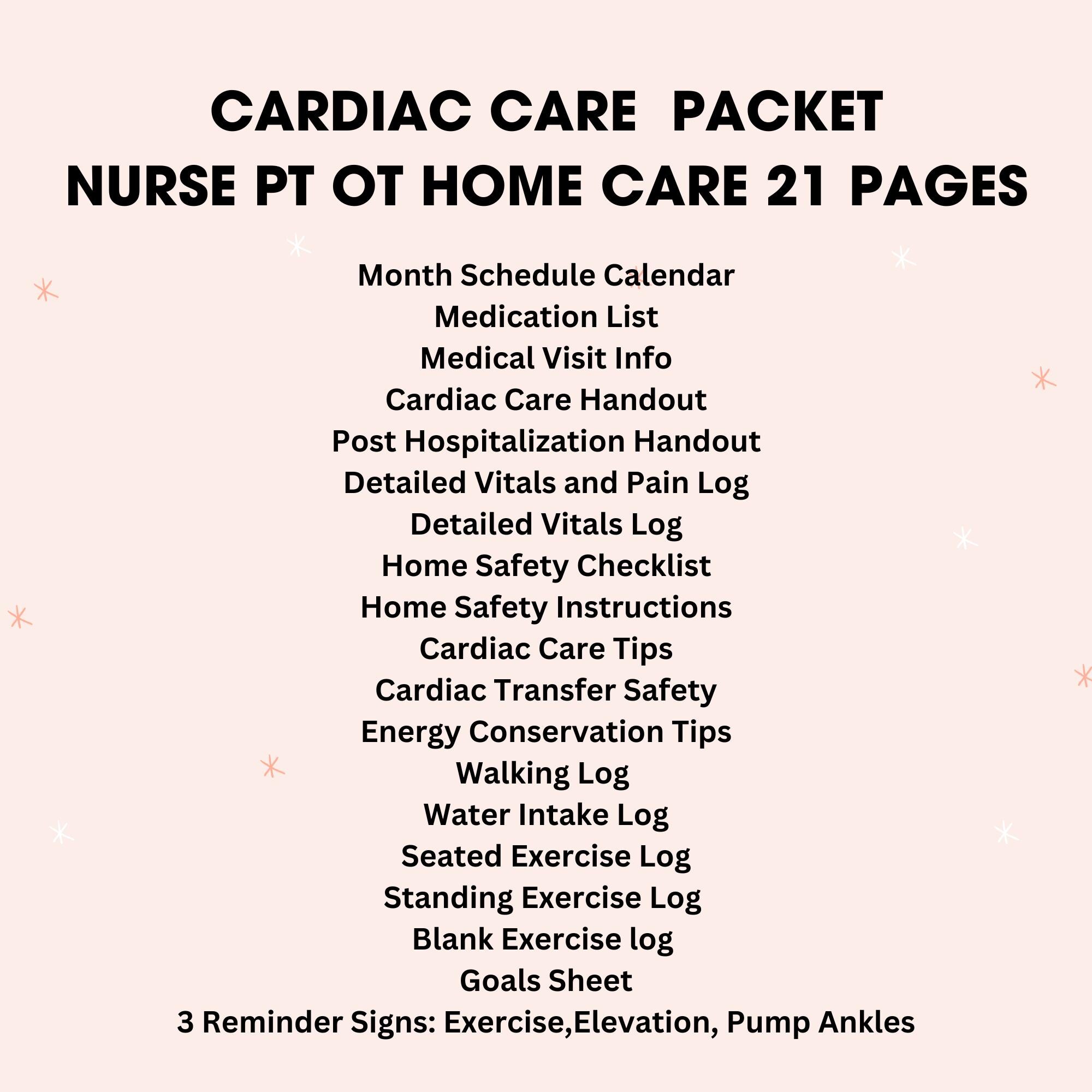 Heart Health Handouts, Cardiac Care Nurse Therapist Packet, Patient ...